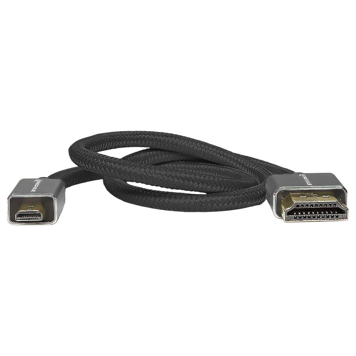 Kondor Blue 16-Inch Micro HDMI to Full HDMI Straight Cable Braided - Raven Black