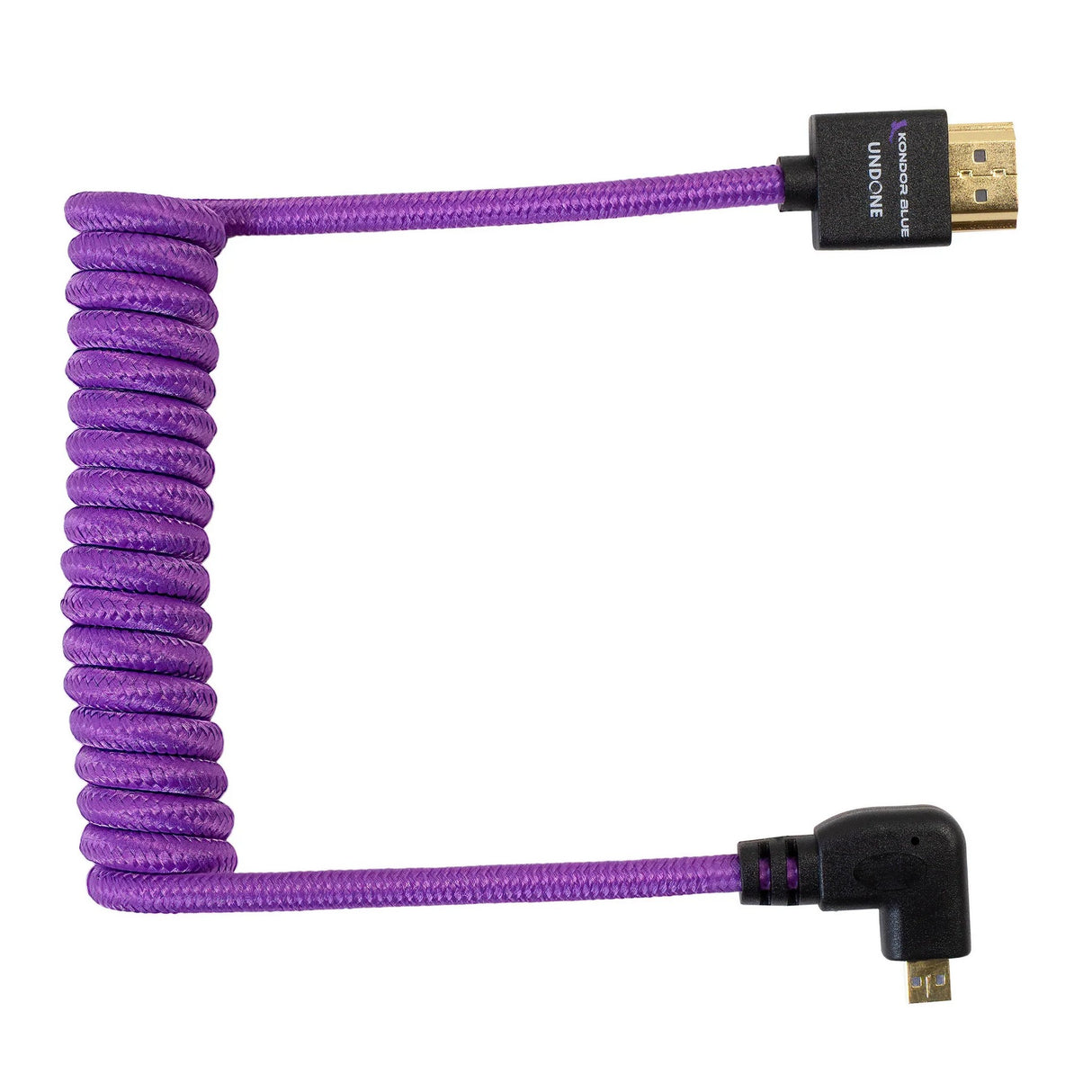 Kondor Blue Gerald Undone MK2 Full HDMI to Right Angle Micro HDMI Cable 12-24-Inch Coiled, Purple, Right Angle, R5/R6