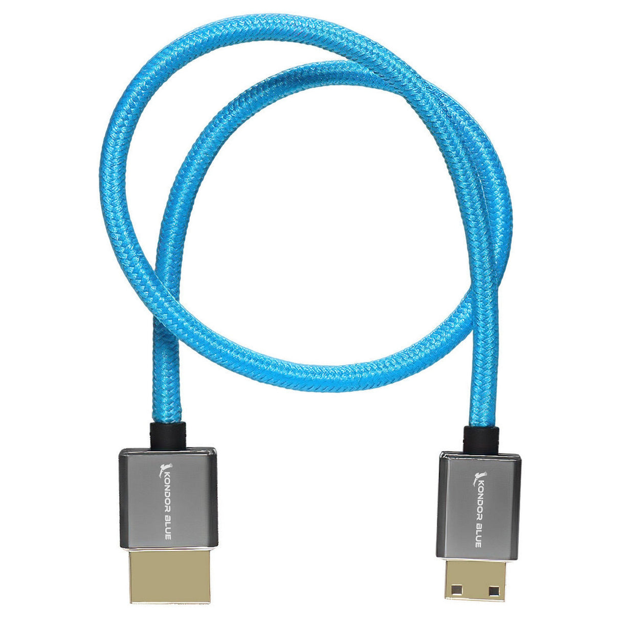 Kondor Blue 16-Inch Mini HDMI to Full HDMI Straight Cable Braided - Kondor Blue