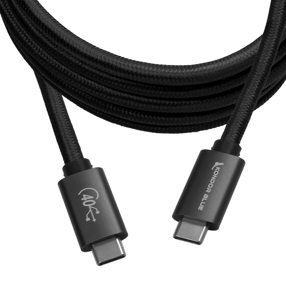 Kondor Blue 6-Foot Thunderbolt 4 USB 4.0 Type-C Cable, Raven Black
