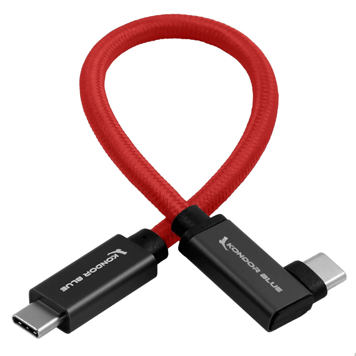 Kondor Blue USB C to USB C High Speed Cable for Samsung T5 T7 SSD, Right Angle, Cardinal Red