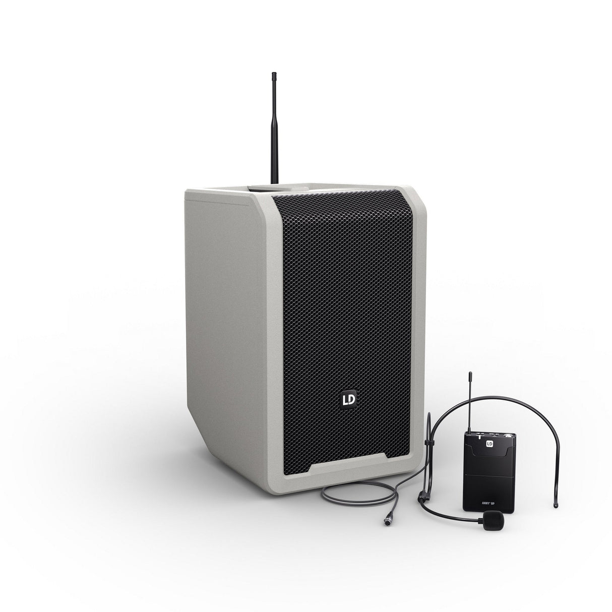 LD Systems ANNY 8 BPH B4.7 Portable Battery-Powered Bluetooth PA Loudspeaker with Headset Microphone - Grey