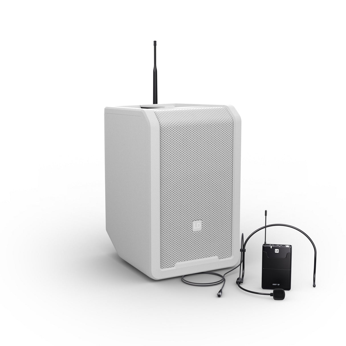 LD Systems ANNY 8 BPH B4.7 Portable Battery-Powered Bluetooth PA Loudspeaker with Headset Microphone - White