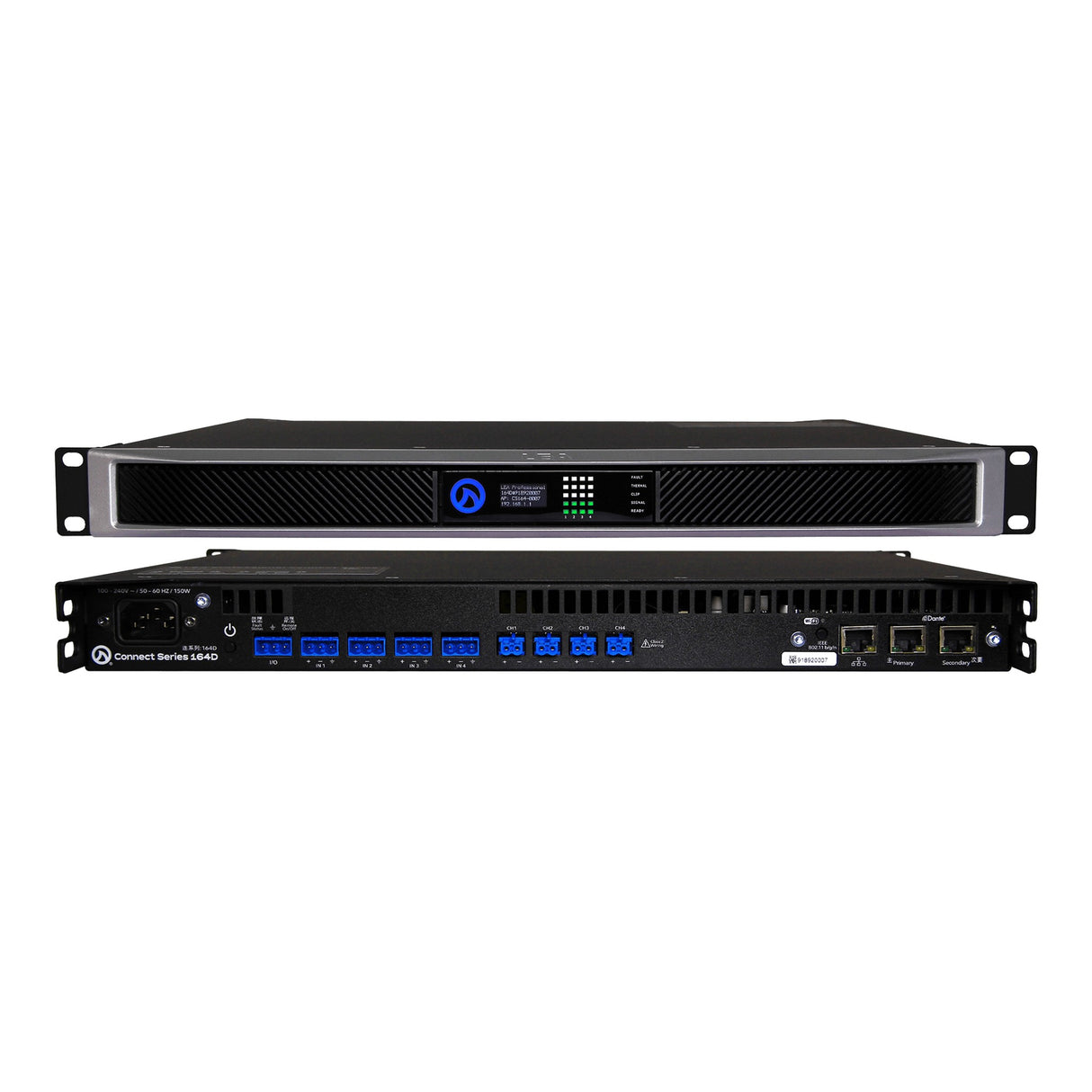 LEA Professional Connect 164D 4-Channel 160W Power Amplifier with Dante