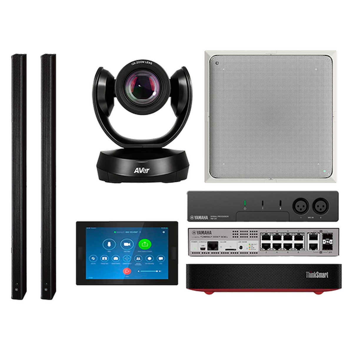 Lenovo ThinkSmart Core Large Zoom Room Ceiling Microphone Solution with Aver PTZ Camera