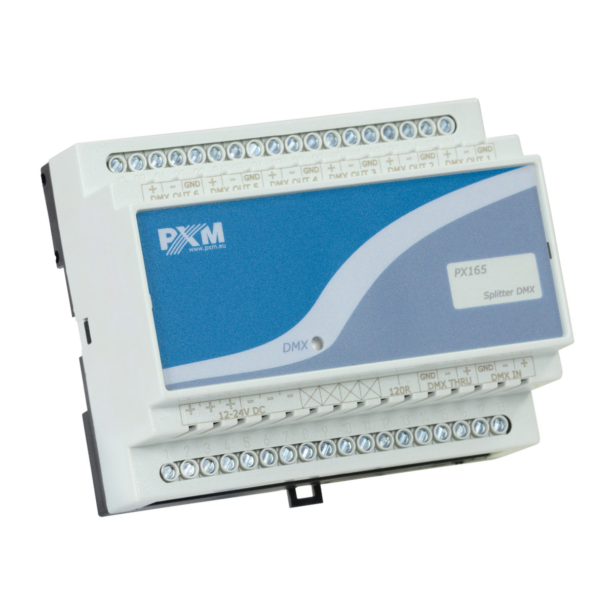 PXM PX165 6-Output DIN T35 DMX Signal Splitter