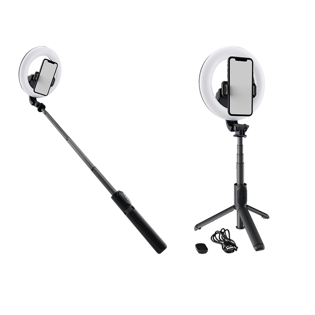 Mackie mRING-6 Inch Battery-Powered Ring Light with Convertible Selfie Stick/Stand and Remote