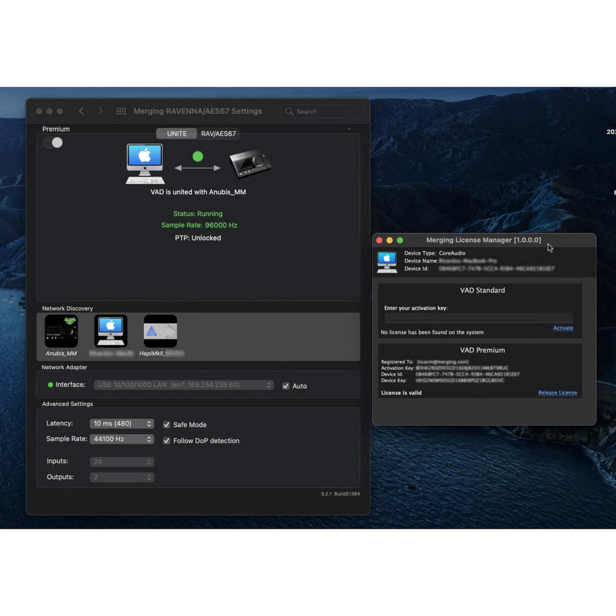 Merging Technologies macOS Virtual Audio Device VAD for RAVENNA/AES67, Premium Version