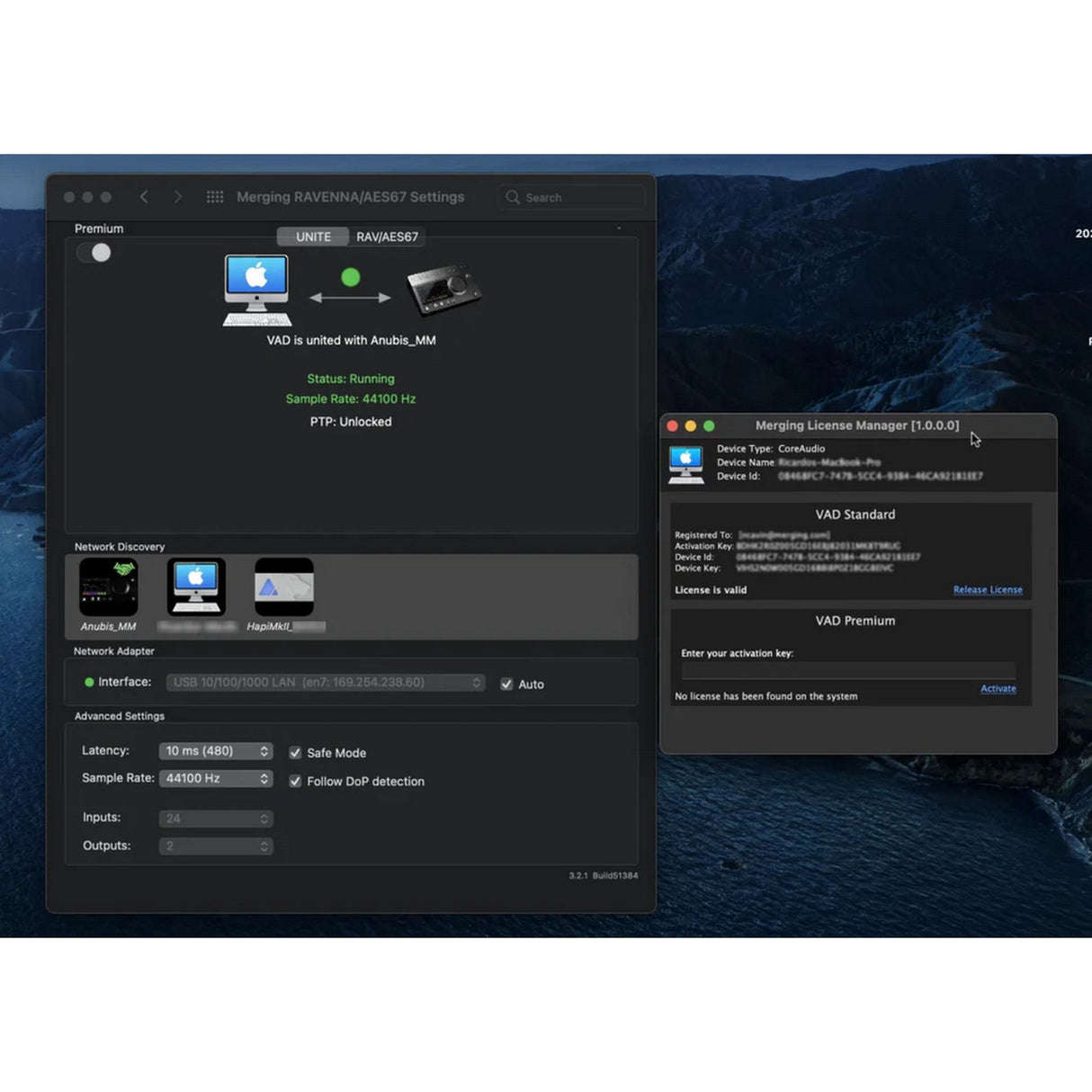 Merging Technologies macOS Virtual Audio Device VAD for RAVENNA/AES67, Standard Version