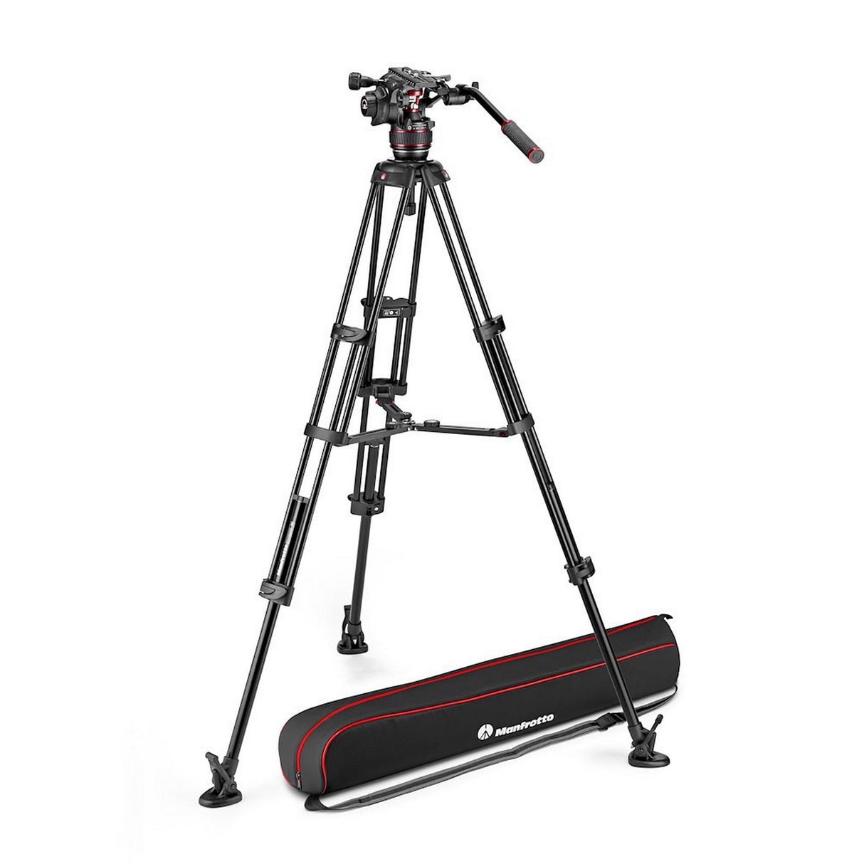 Manfrotto MVK608TWINMAUS Nitrotech 608 Fluid Head With Aluminum Twin Leg Tripod and Mid-Level Spreader