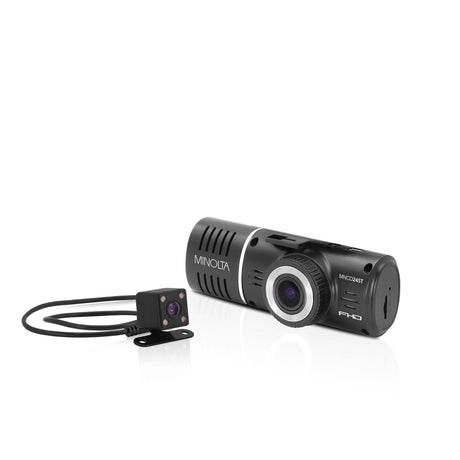 Minolta MNCD245T 3-Channel 1080p Car Camcorder with 2.45-Inch LCD and Rear Camera Black