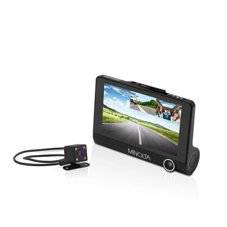 Minolta MNCD410T 3-Channel 1080p Car Camcorder with 4.0-Inch LCD and Rear Camera Black