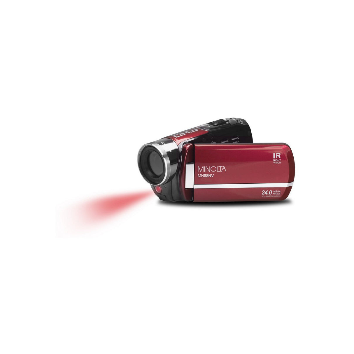 Minolta MN88NV 1080p HD 24 MP Night Vision Digital Camcorder, Red