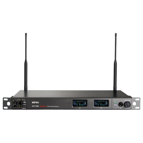 MIPRO ACT-828 Dante Digital Encryption-Capable Dual-Channel Wireless Receiver - 5UA: 482-554 MHz