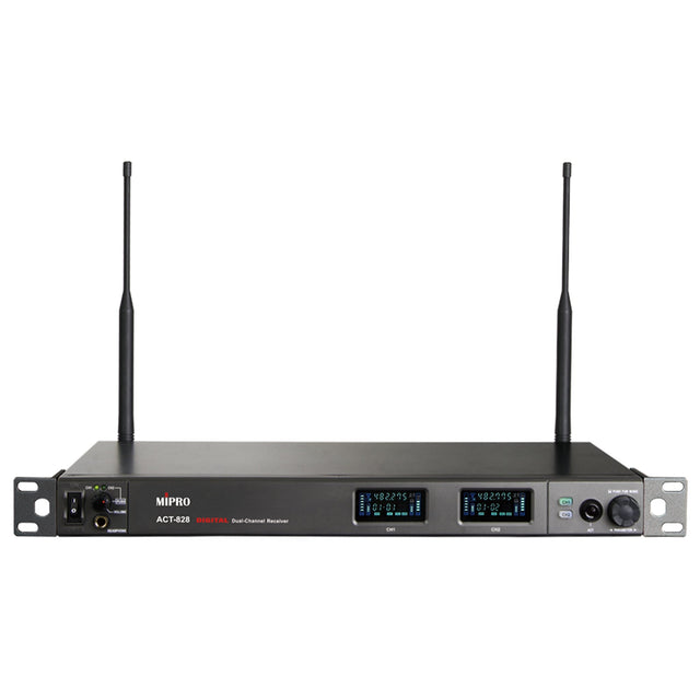 MIPRO ACT-828 Dante Digital Encryption-Capable Dual-Channel Wireless Receiver - 5UA: 482-554 MHz