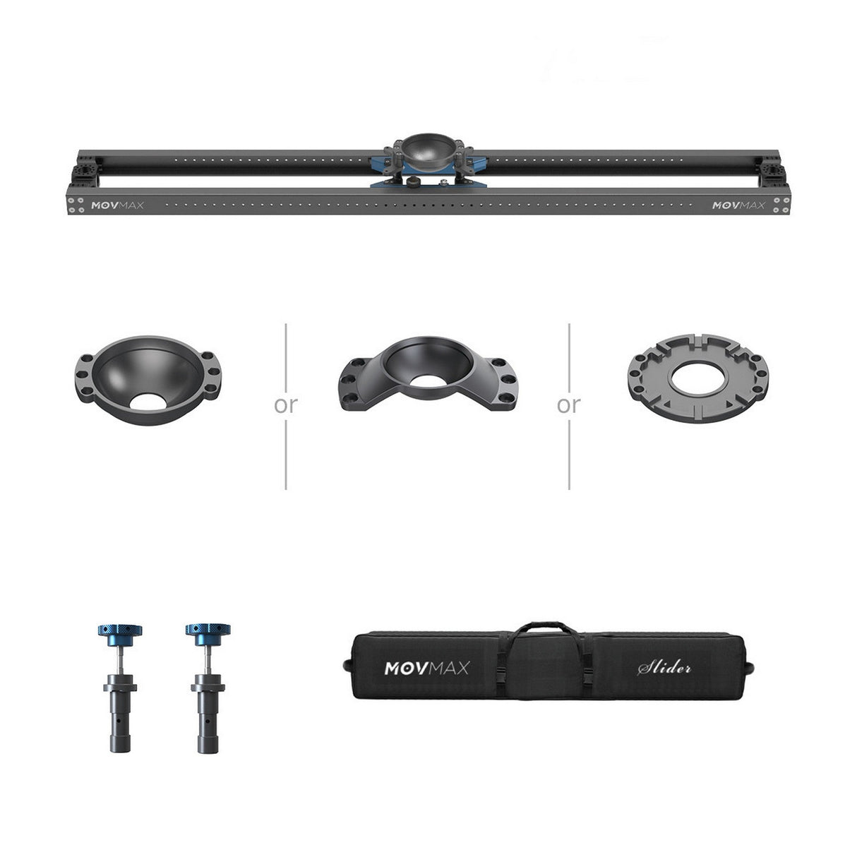 MOVMAX Slider Elite with Mount for Professional Camera Setups - 150mm Bowl Mount / 0.9m