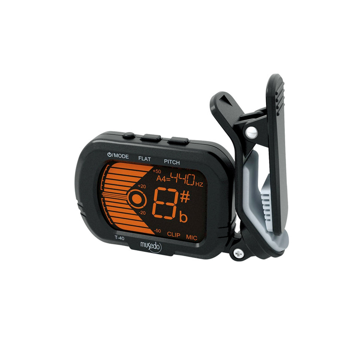 Musedo T‑40 Clip‑On Tuner for Chromatic Guitar/Bass/Violin/C Key Ukulele