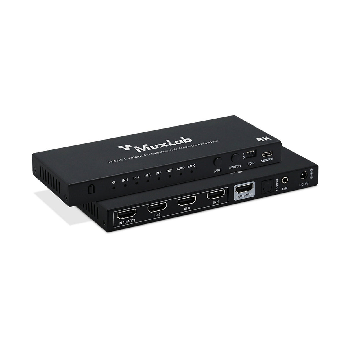 MuxLab 500513 HDMI 2.1 48Gbps 4x1 Switch with Audio De-Embedder