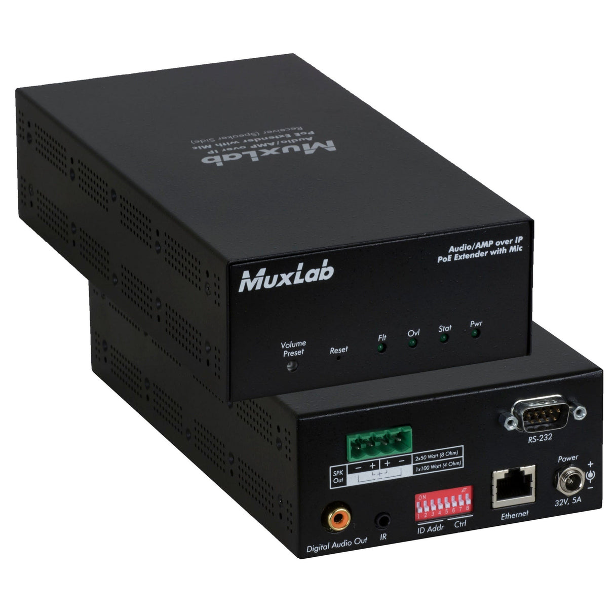 MuxLab 500755-AMP Audio Amplifier Over IP Extender Kit with Microphone and 50W Per Channel Output