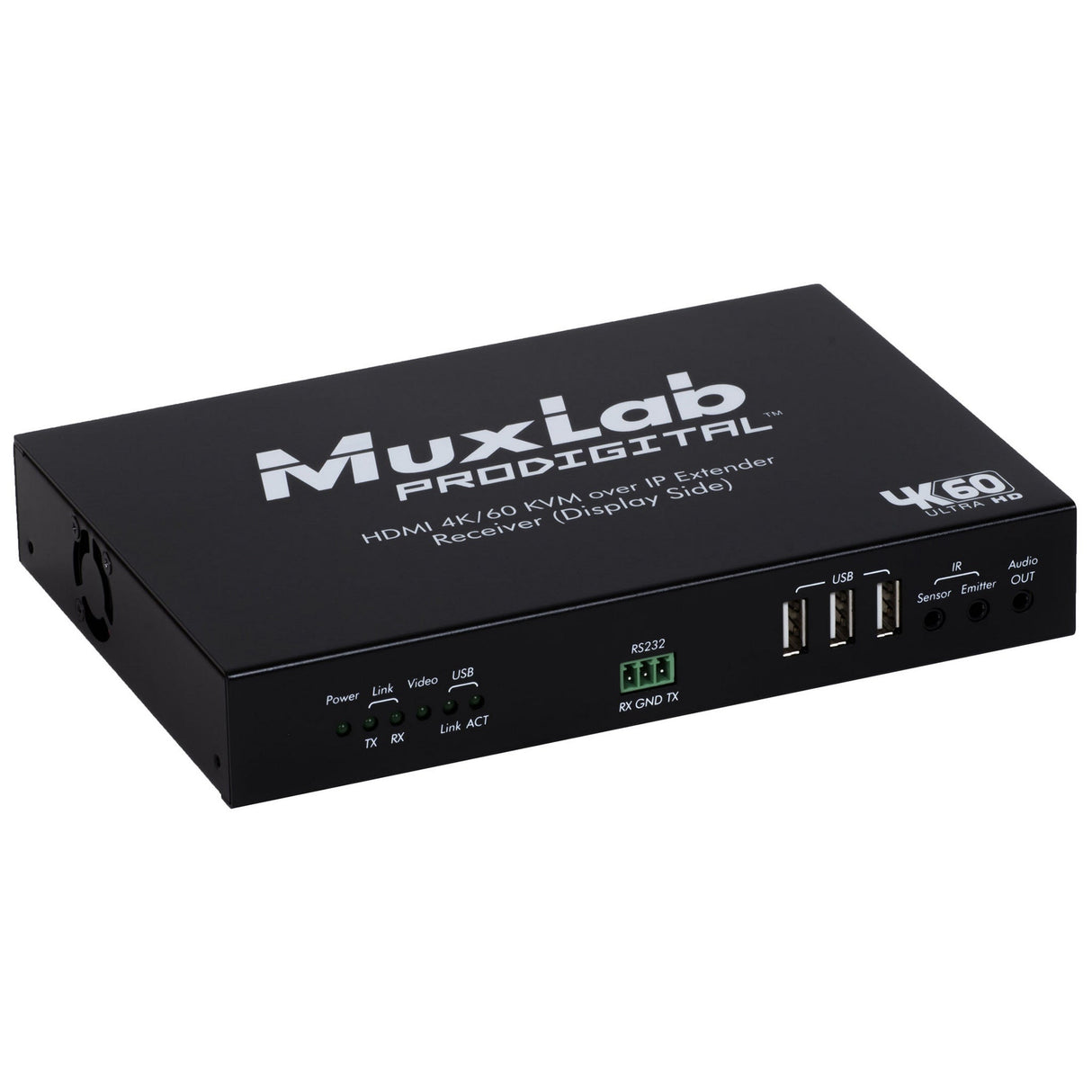 MuxLab 500760 HDMI 4K/60 KVM Over IP Extender Transmitter and Receiver Kit