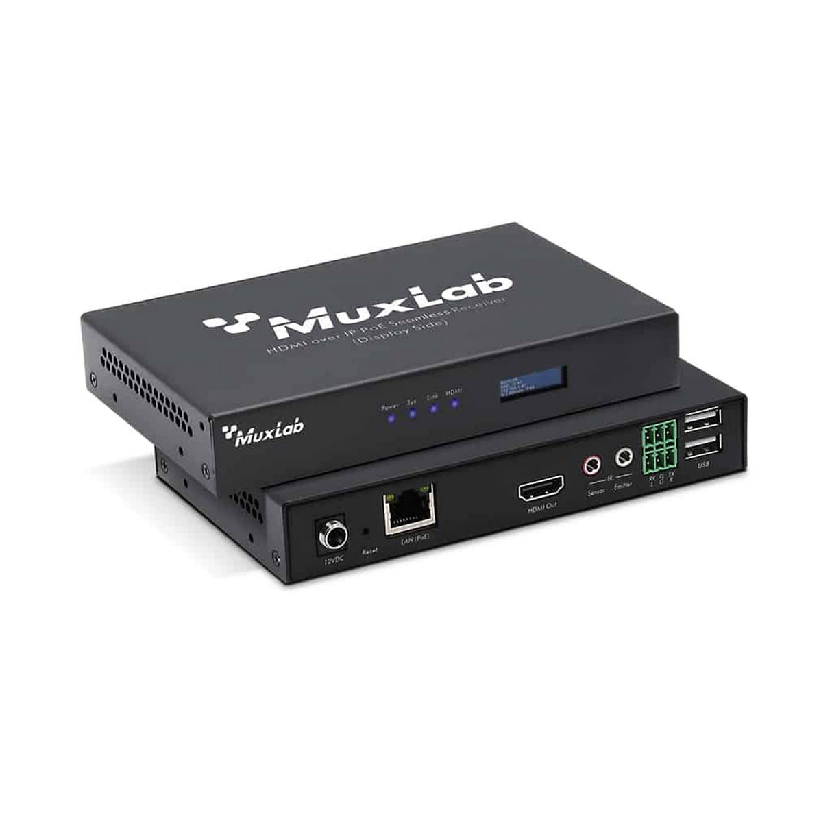 MuxLab 500864 HDMI Over IP PoE Seamless Transmitter and Receiver 1080P for AV Over IP Systems
