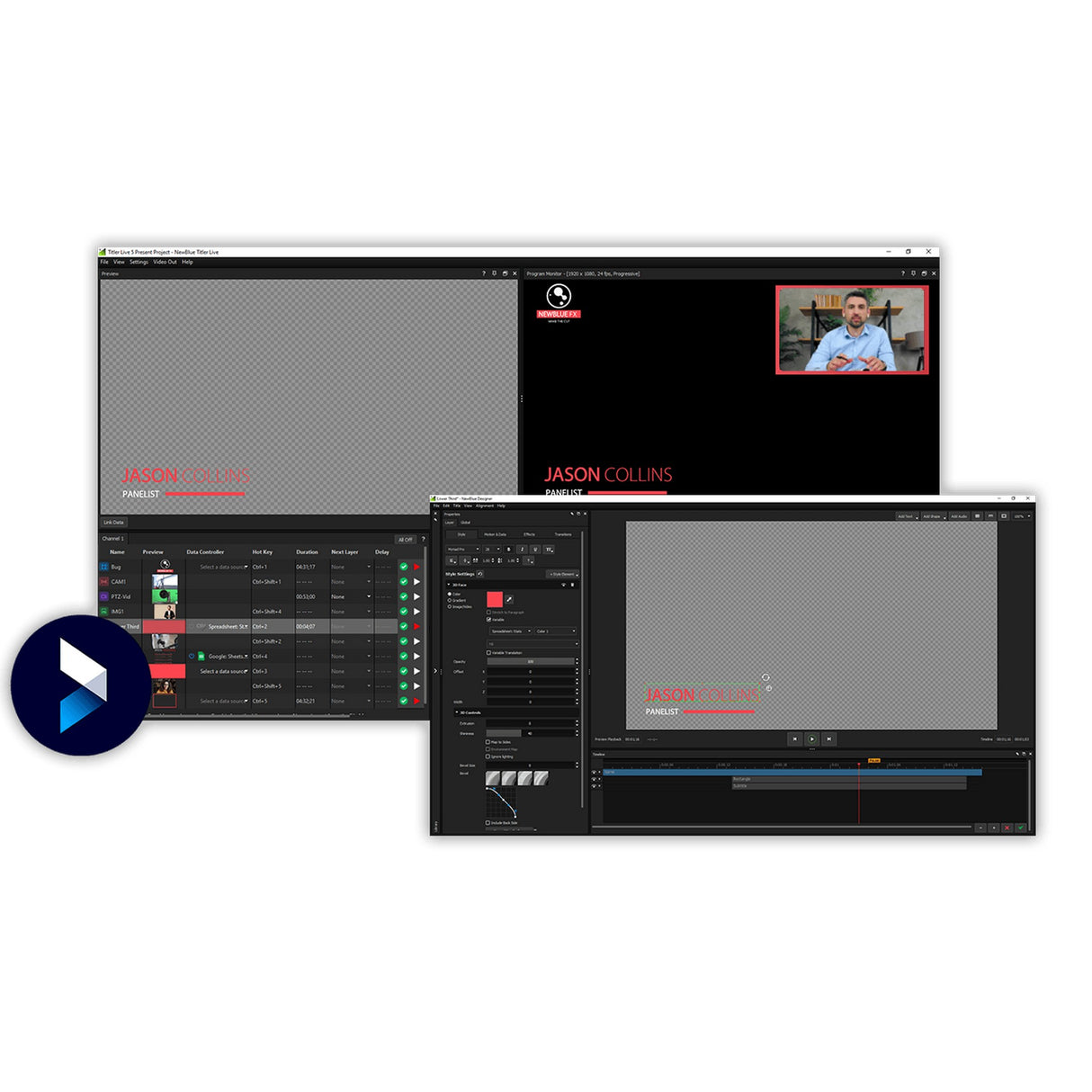 NewBlueFX Titler Live 5 Present Video Software, Perpetual License