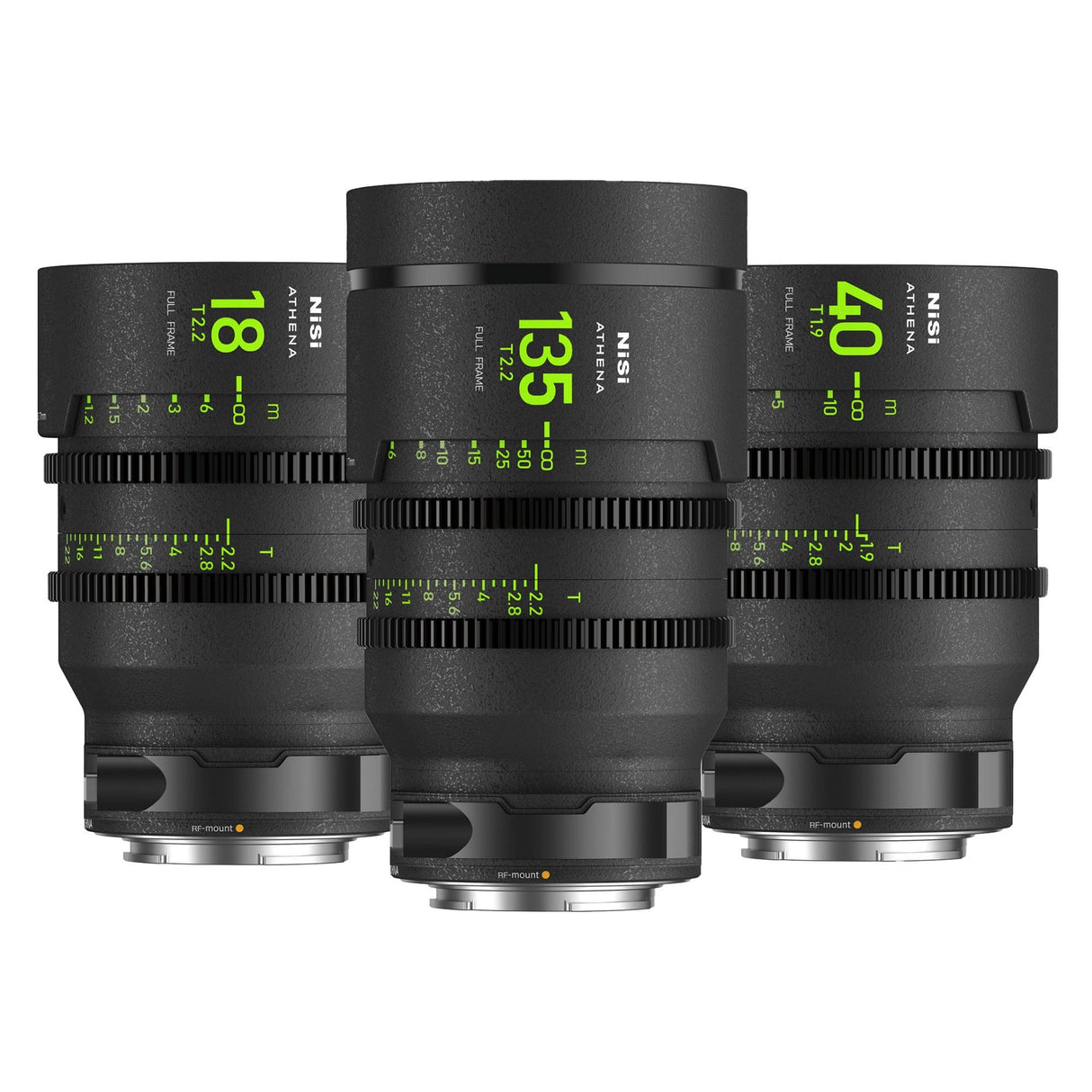 NiSi ATHENA PRIME Full Frame Cinema Lens with PL E L G and RF Mount - RF Mount / Add-on Kit (3 Lenses)