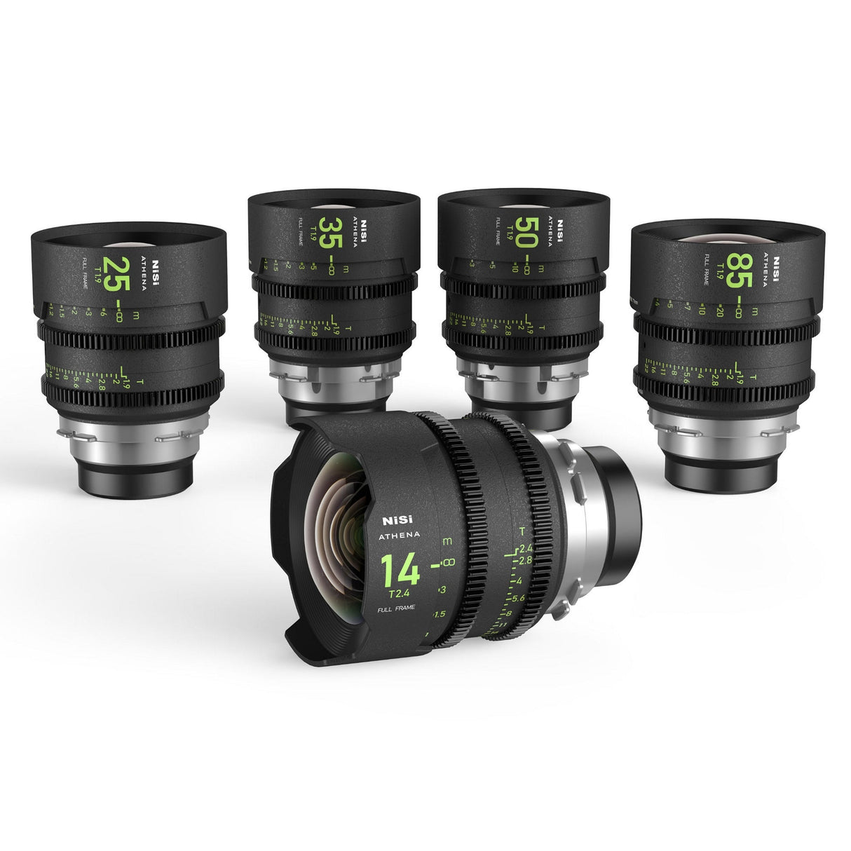 NiSi ATHENA PRIME Full Frame Cinema Lens with PL E L G and RF Mount - PL Mount / Lens Kit (5 Lenses)