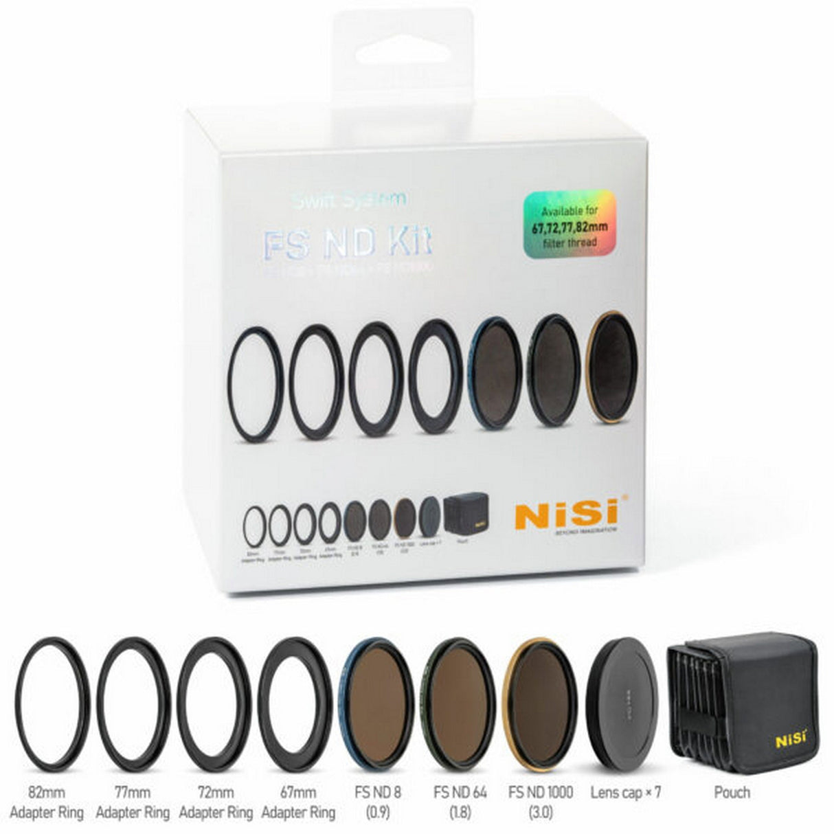 NiSi SWIFT FS ND Filter Kit with ND8 3-Stop ND64 6-Stop ND1000 10-Stop - 67mm - 82mm