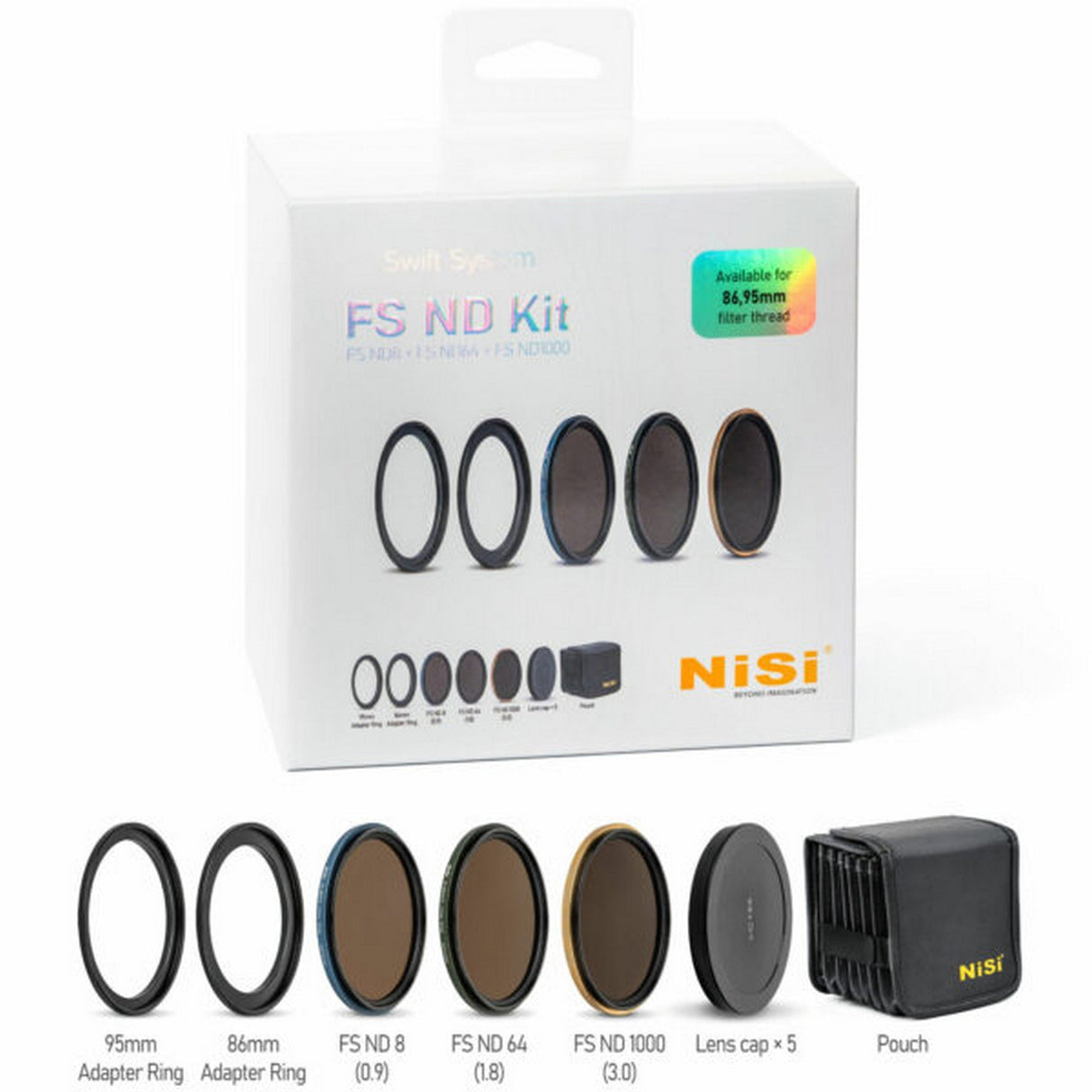 NiSi SWIFT FS ND Filter Kit with ND8 3-Stop ND64 6-Stop ND1000 10-Stop - 86mm - 95mm