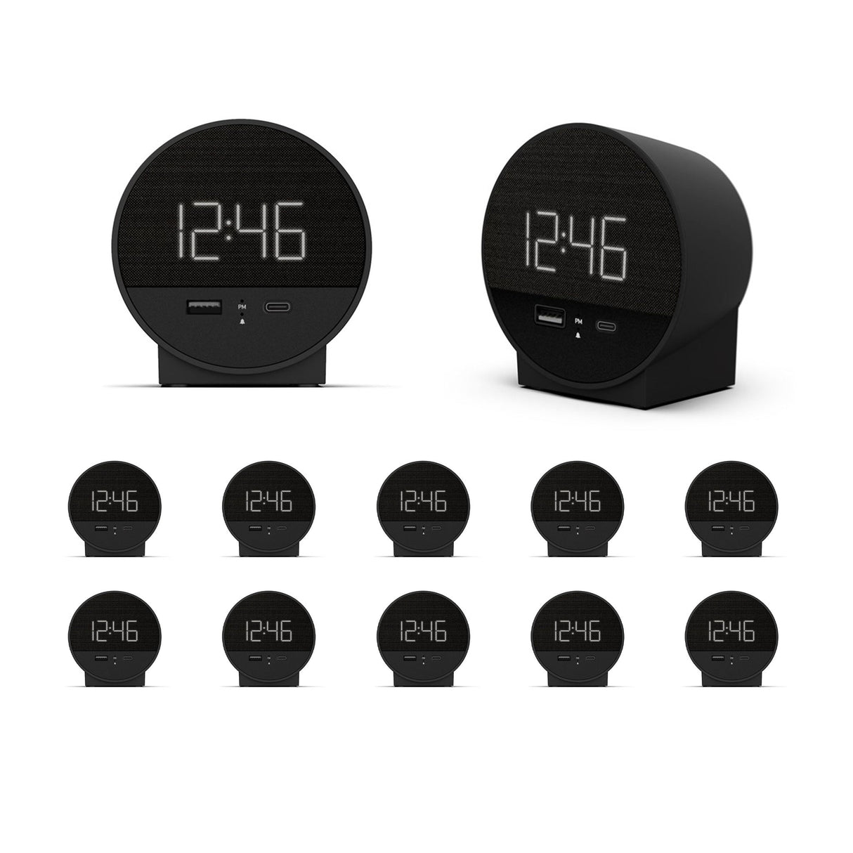 Nonstop NSO2-BK Hotel Alarm Clock with USB-C and USB-A Charging, Multi Pack Options Available