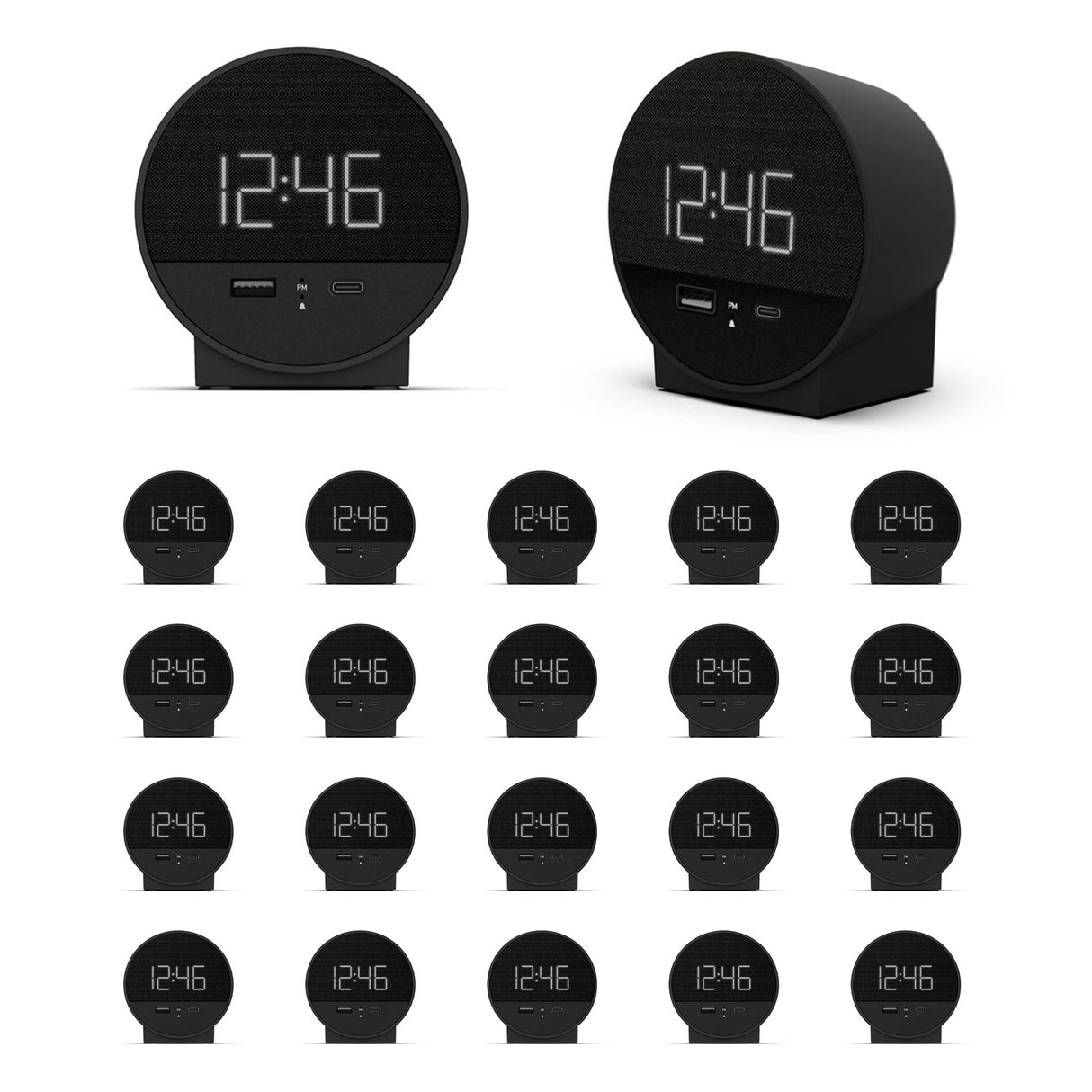 Nonstop NSO2-BK Hotel Alarm Clock with USB-C and USB-A Charging, Multi Pack Options Available
