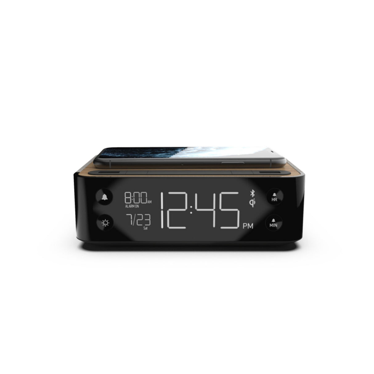 Nonstop Station A Hotel Alarm Clock and White Noise Machine with Qi Wireless Charging - Walnut