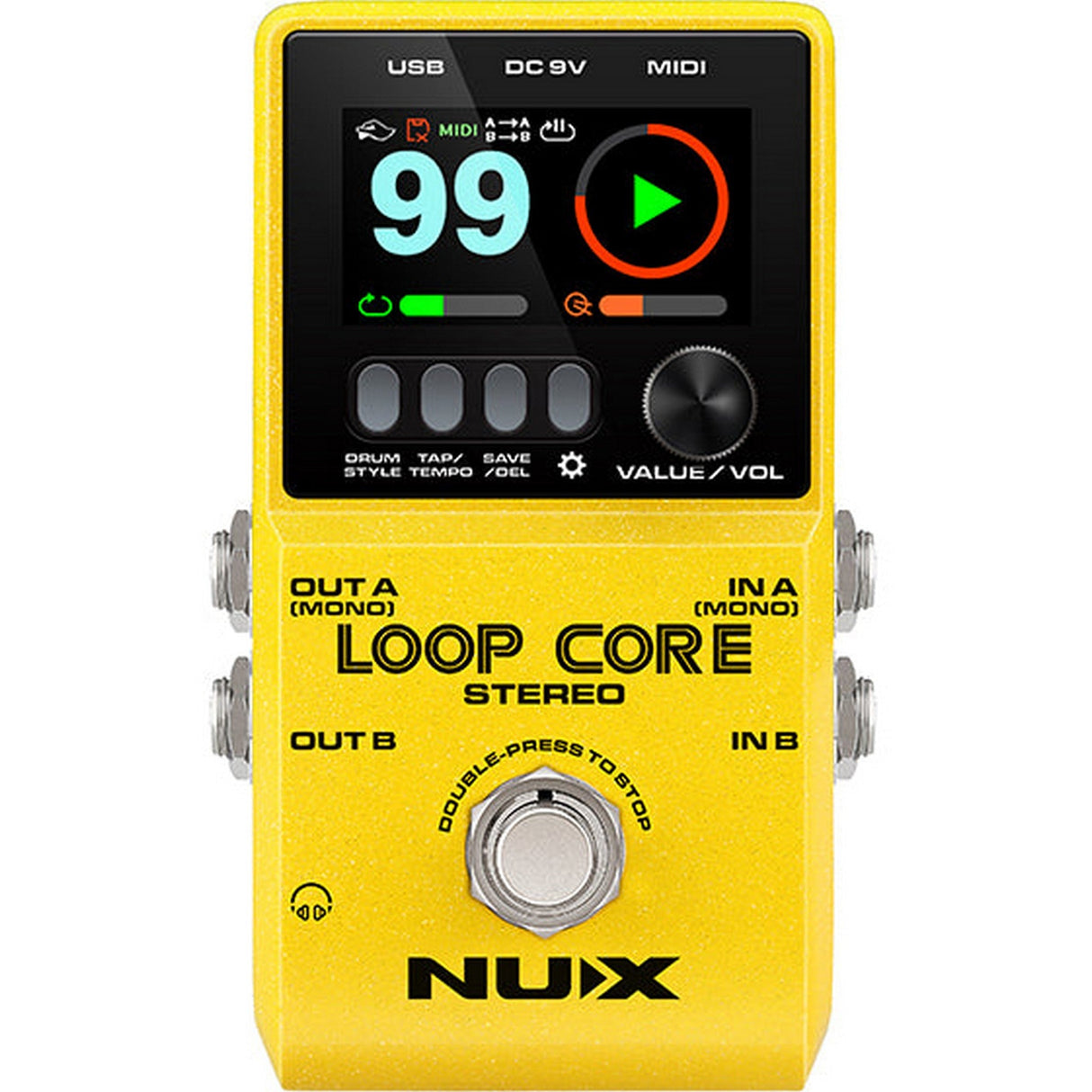 Nux Loop Core Stereo Guitar Looper Pedal and EBS 11-Inch Flat Patch Cable Bundle