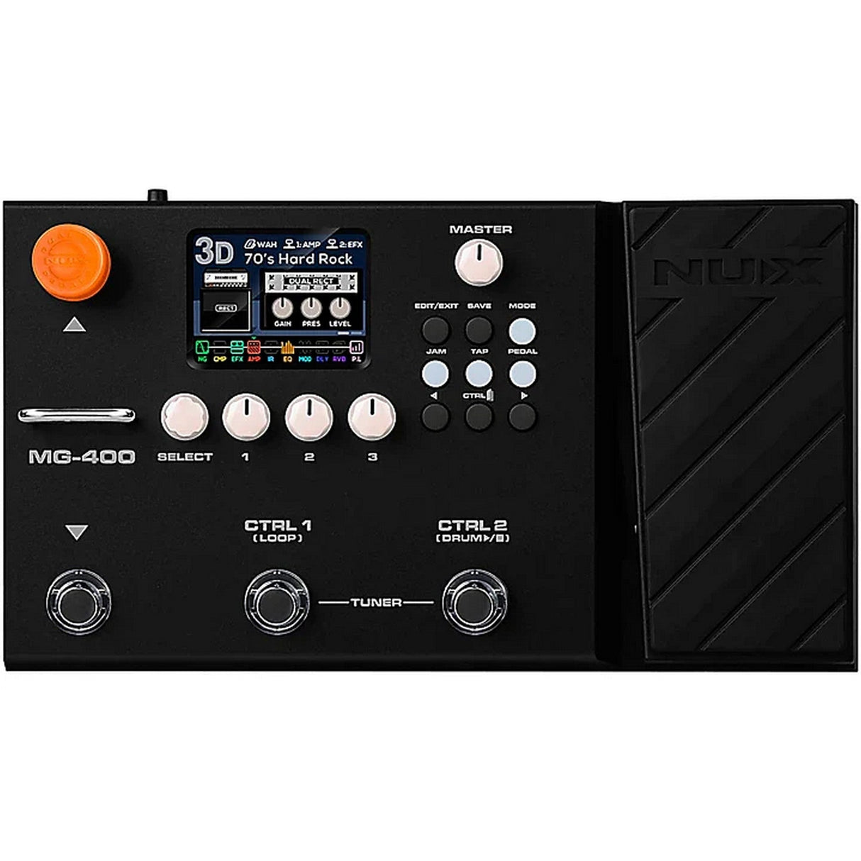 Nux MG-400 Multi Effects Pedal and ChromaCast 10-Pack Pearl Celluloid Guitar Picks Bundle