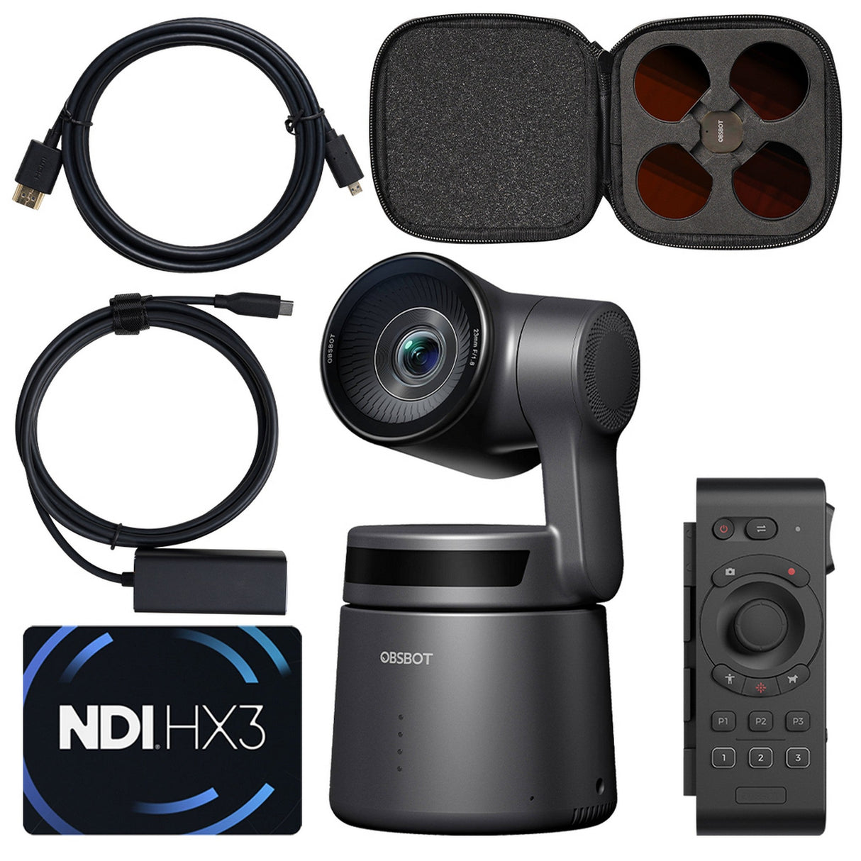 OBSBOT Tail Air NDI 4K PTZ Camera PowerUp Combo with Accessories