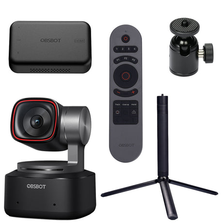 OBSBOT Tiny 2 AI-Tracking PTZ Camera Streaming Combo Plus with Smart Remote 2 Extendable Tripod/Ball Head
