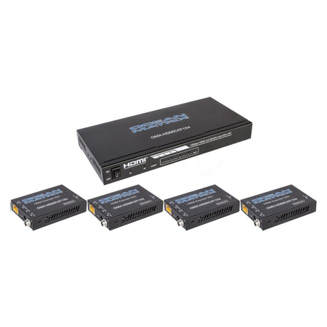 Ocean Matrix OMX-HDMICAT1X4 HDMI 18Gbps 1 x 4 Splitter and CAT6/6a/7 Extender with 4 Receivers
