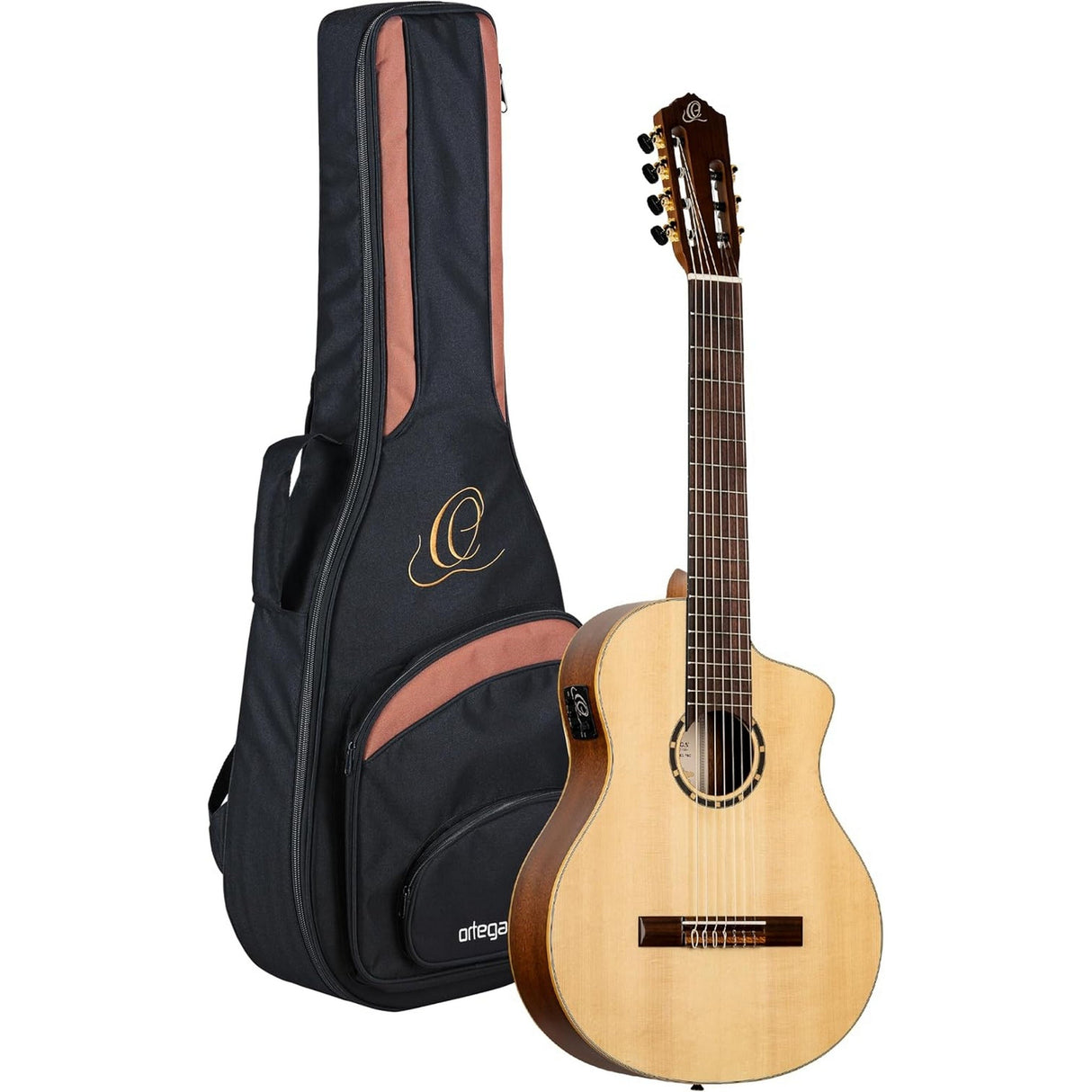 Ortega Guitars RCE133-7 Family Series Pro Full Size Seven String Acoustic Electric Guitar