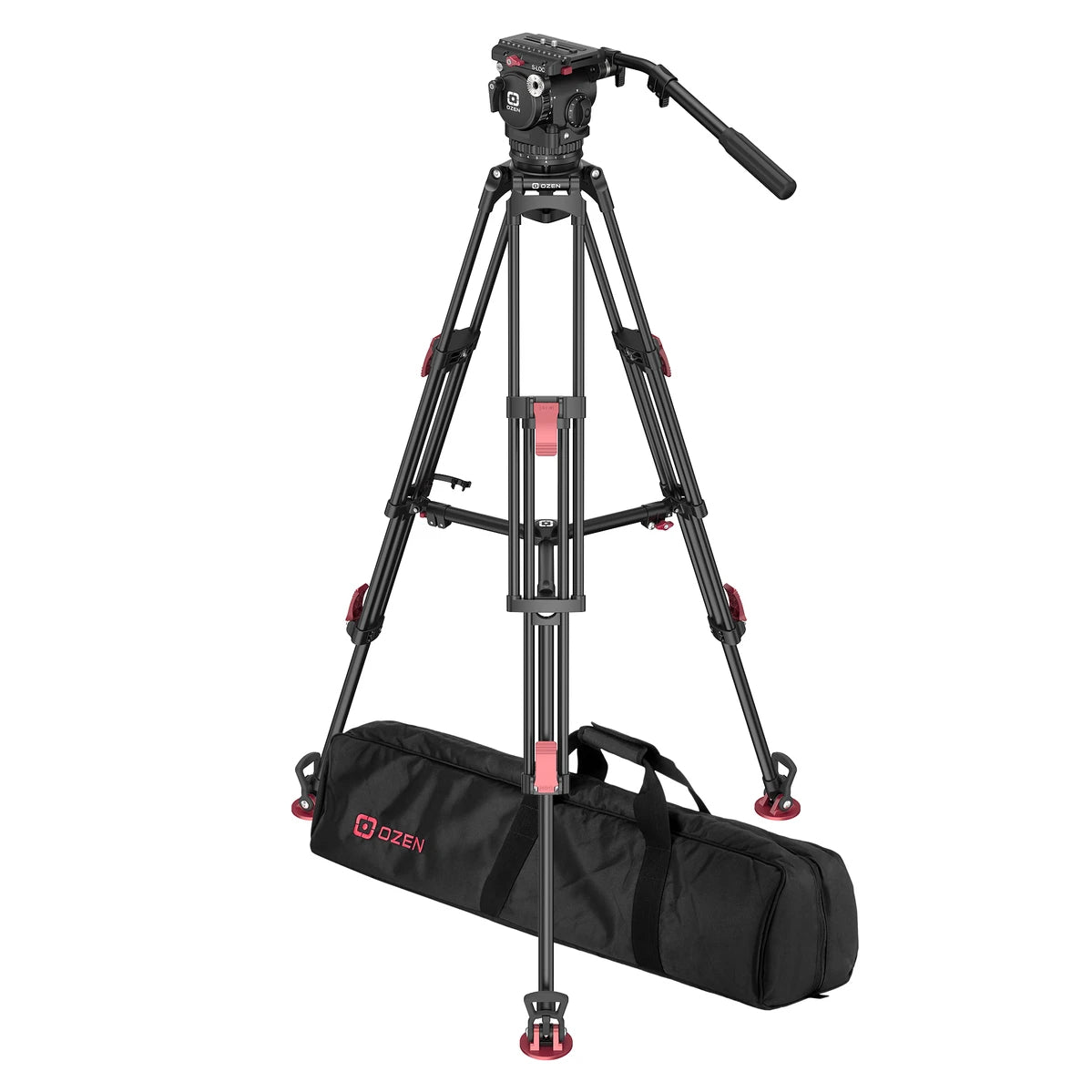 OZEN 10AL2S Tripod System with AGILE 10S S-LOC 100mm Fluid Head, TR-100AL2 Aluminum Tripod and Soft Case