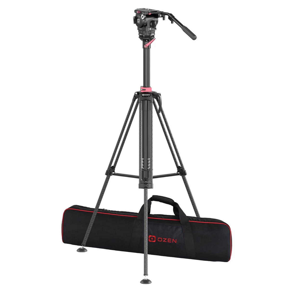 OZEN 10LIFT-S Tripod System with AGILE 10S S-LOC 100mm Fluid Head, E-Z LIFT Tripod, Pneumatic Column, and Soft Case