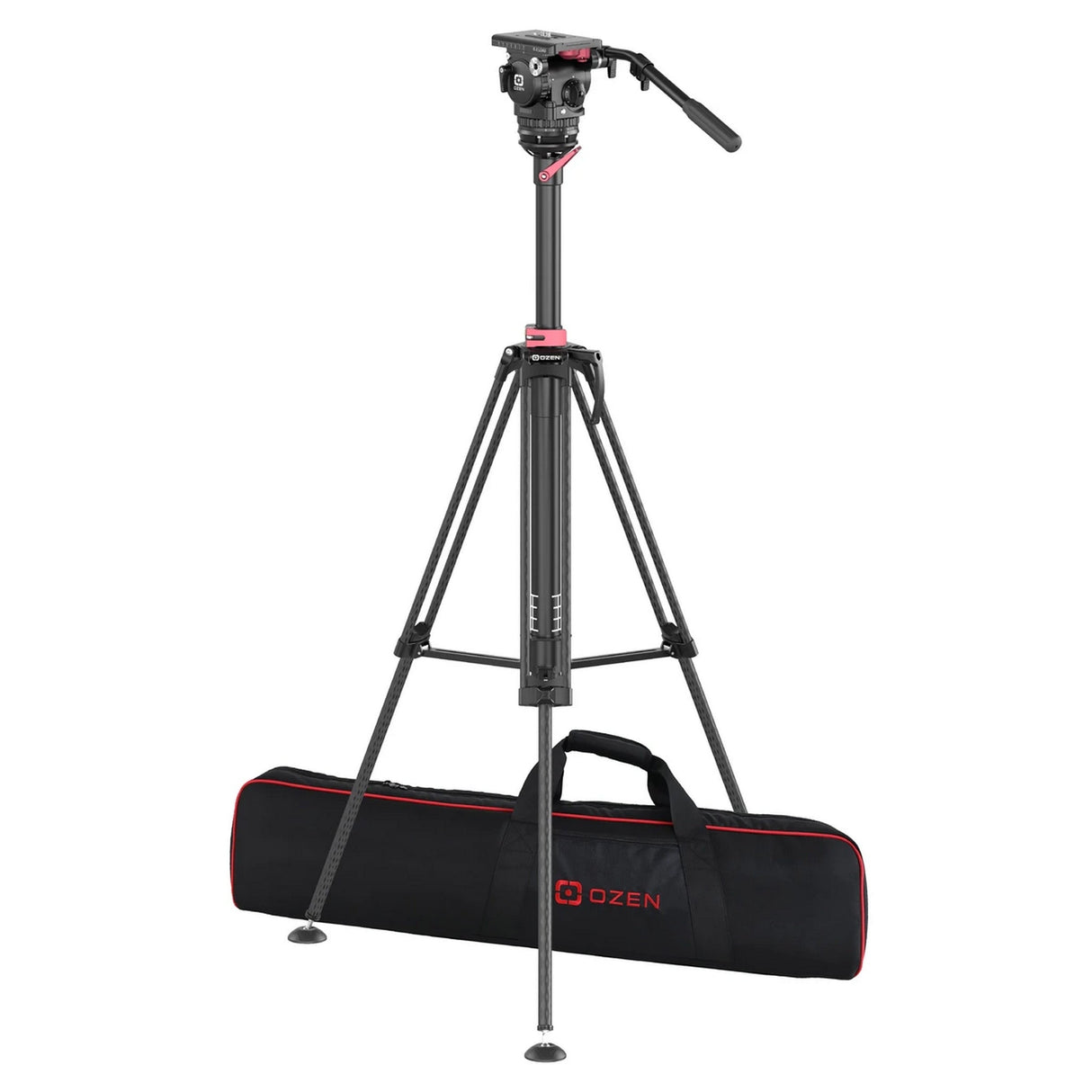 OZEN 12LIFT Tripod System with AGILE 12 E-Z LOAD 100mm Fluid Head, E-Z LIFT Pneumatic Column, and Soft Case