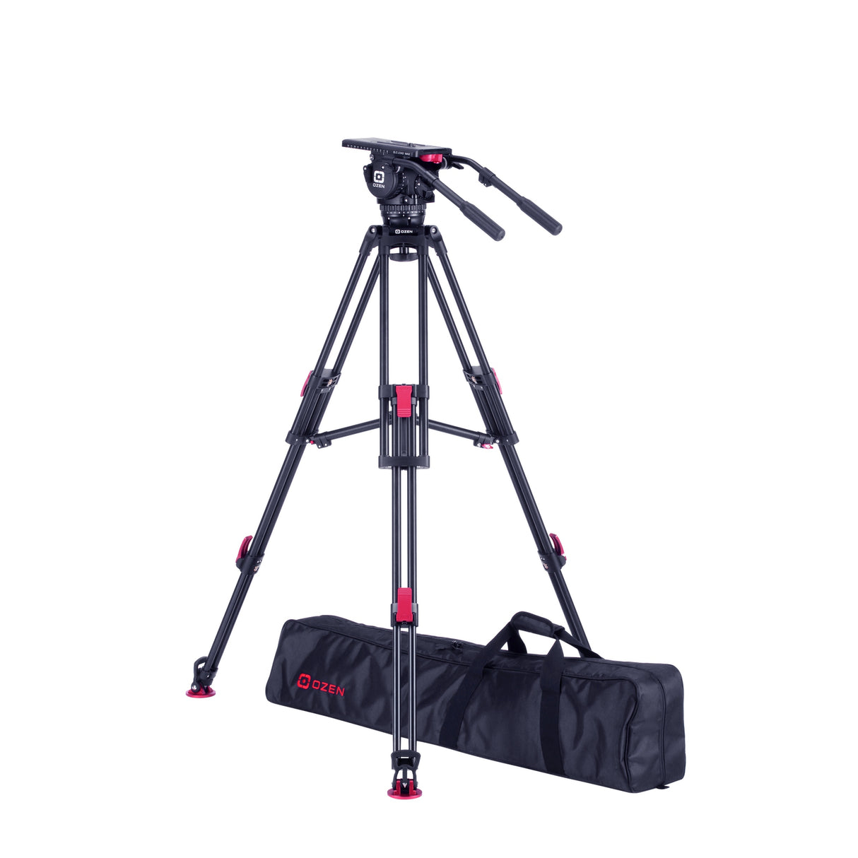 OZEN 18AL2HDM Tripod System with AGILE 18M E‑Z LOAD MAX 100mm Fluid Head, TR‑100AL2HD Aluminum Tripod, and Soft Case
