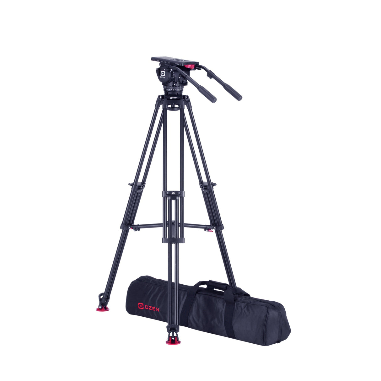 OZEN 18AL1HD Tripod System with AGILE 18 E-Z LOAD 100mm Fluid Head, TR-100AL1HD Heavy-Duty Aluminum Tripod, and Soft Case
