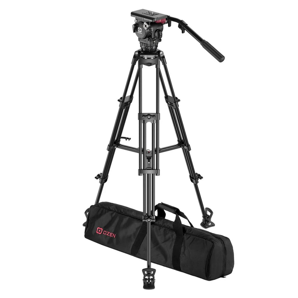 OZEN 5AL2 Tripod System with AGILE 5 Mini E-Z LOAD 75mm Fluid Head, TR-75AL2 2-Stage Aluminum Tripod, and Soft Case