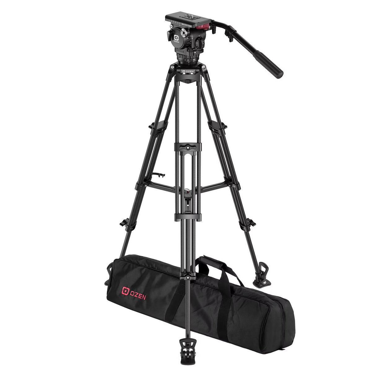 OZEN 5CF2 Tripod System with AGILE 5 Mini E-Z LOAD 75mm Fluid Head, TR-75CF2 2-Stage Carbon Fiber Tripod, and Soft Case