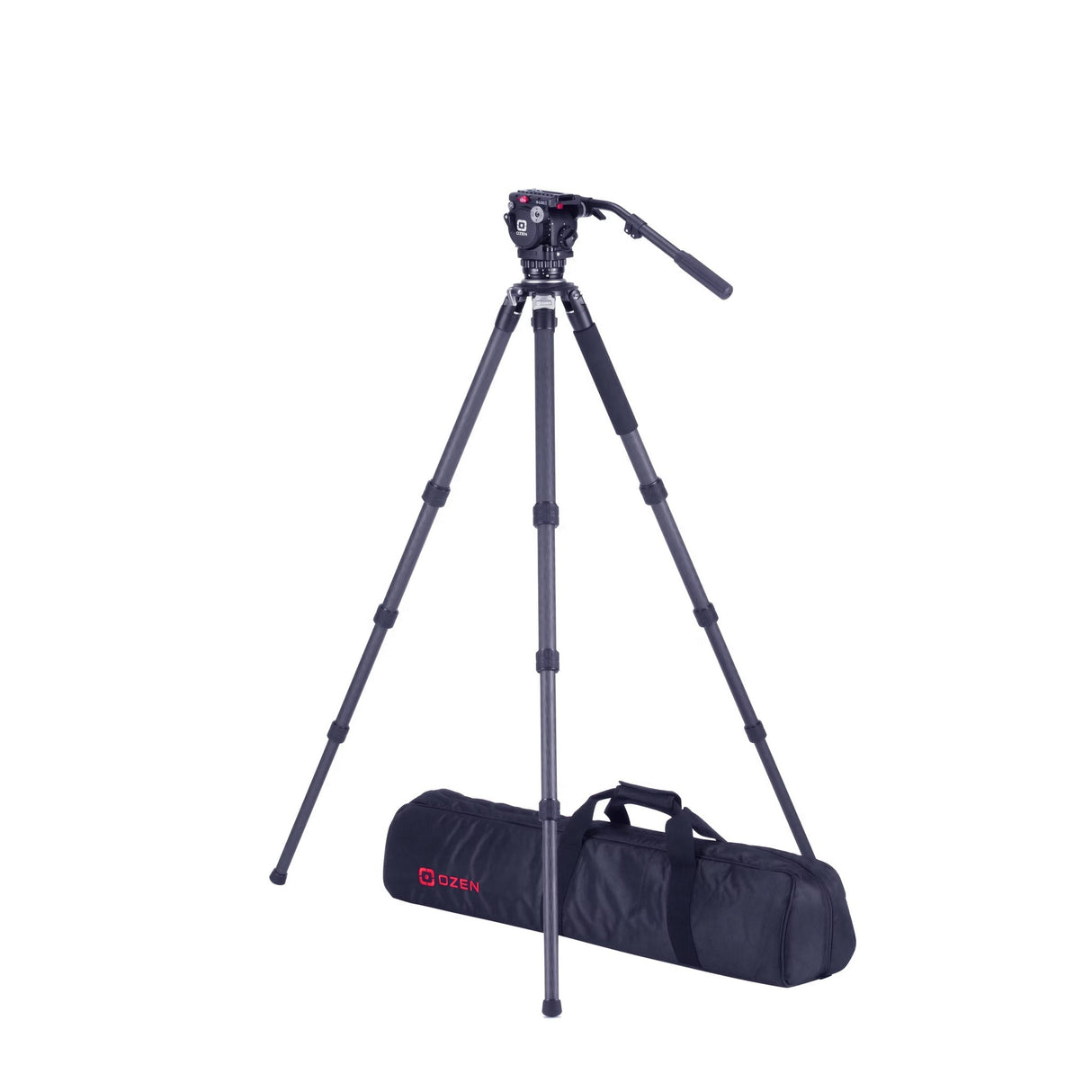 OZEN 5CF3S Tripod System with AGILE 5S S-LOC 75mm Fluid Head, TR-75CF3 3-Stage Carbon Fiber Tripod, and Soft Case