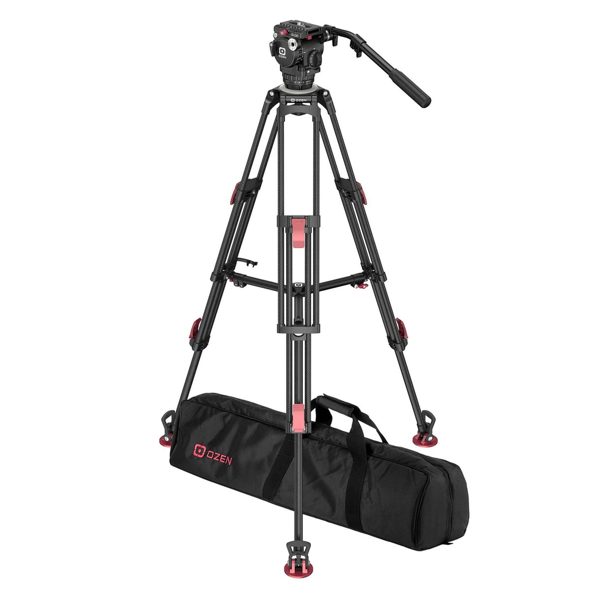 OZEN 5EZHDS Tripod System with AGILE 5S S-LOC 75mm Fluid Head, EZ-75HD Carbon Fiber Tripod, and Soft Case