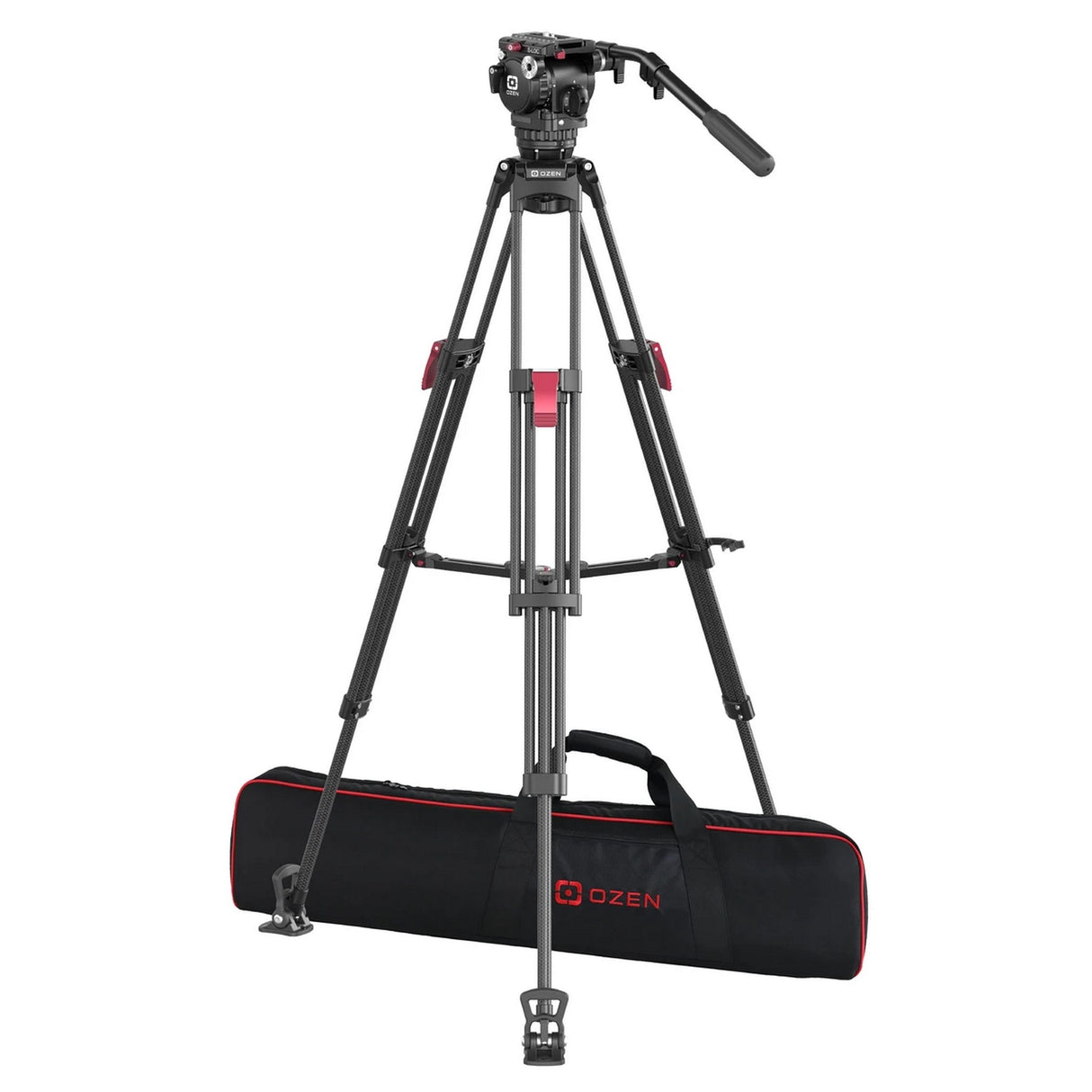 OZEN 5EZS Tripod System with AGILE 5S S-LOC 75mm Fluid Head, EZ-75HD 2-Stage Carbon Fiber Tripod, and Soft Case