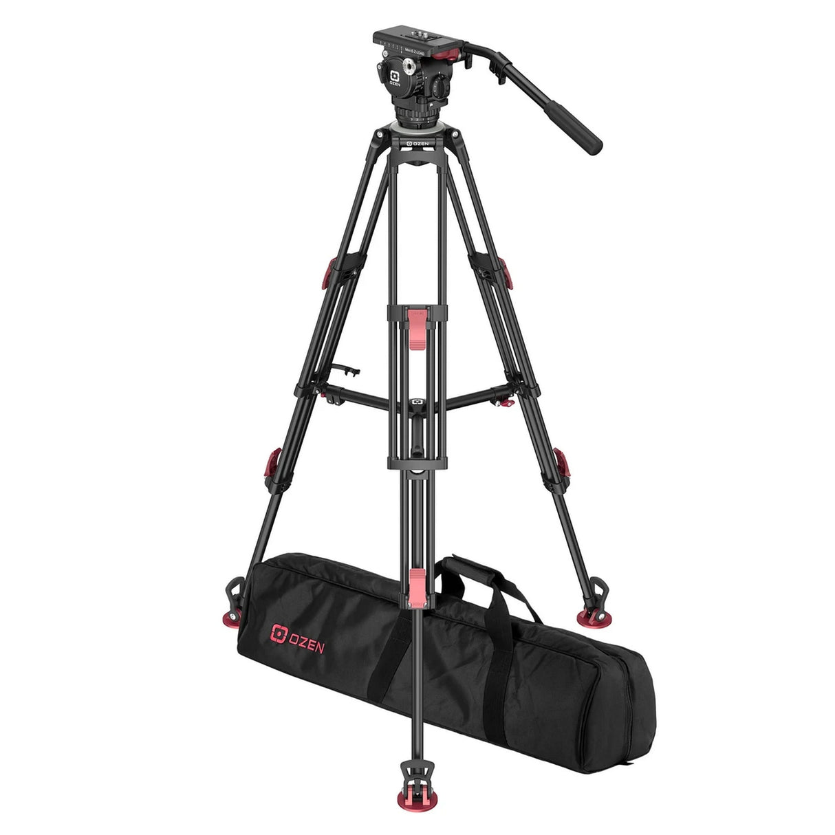 OZEN 6AL2HD Tripod System with AGILE 6 Mini E-Z LOAD 75mm Fluid Head, TR-75AL2HD Heavy-Duty Aluminum Tripod, and Soft Case